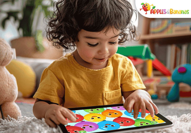 Colorful balloon pop game teaching kids to count through play.