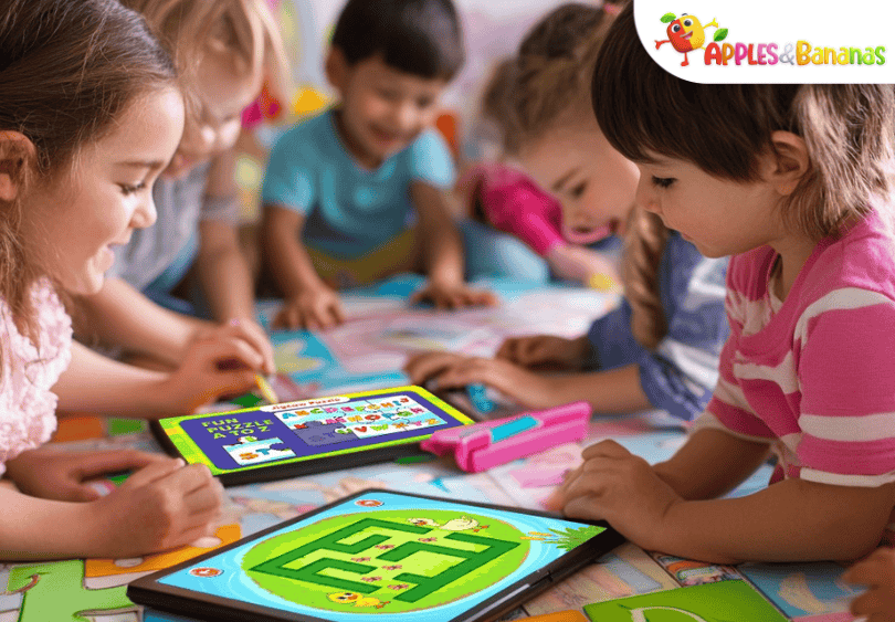 Kids learning numbers and letters through colorful songs and rhymes